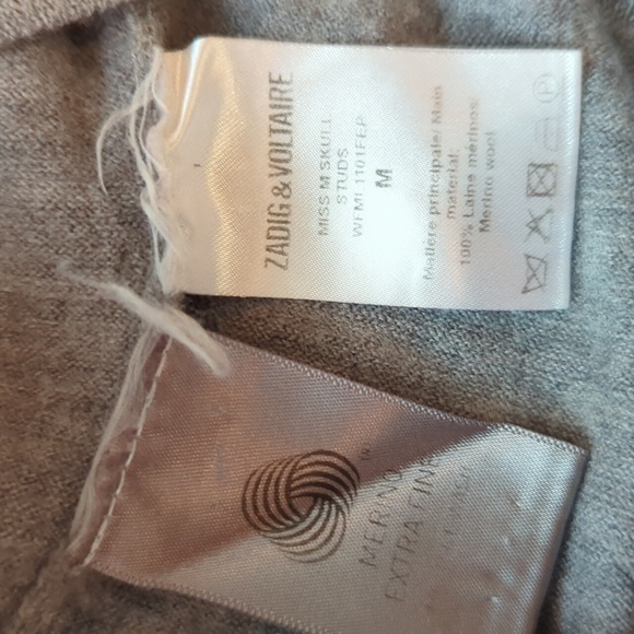 Zadig & Voltaire Skull Rhinestone Embellished Merino Sweater Miss Bis Size M - Picture 5 of 9